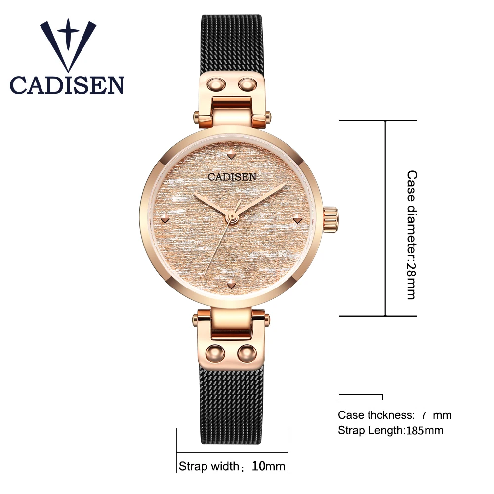 CADISEN 2021 Nové dámske Hodinky Dámske Luxusné Značky Sledujte Fashion Lady Quartz Hodinky Zlaté Sapphire Crystal Dial Reloj Mujer Obrázok 3