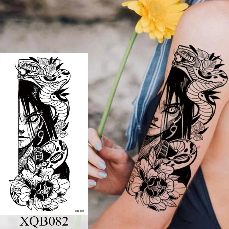 Dočasné Tetovanie Nálepky Vlk Kvety Flash Nepremokavé Tetovanie Had, Drak Body Art Rameno Falošné Tetovanie Ženy Muži Obrázok 3