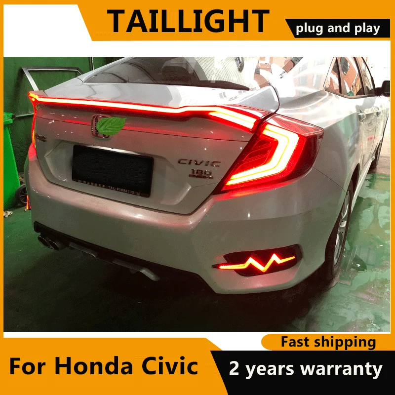3KS LED zadné Svetlá zadné svetlo Na Honda Civic 2016-2021 Zadné Lampy DRL + Dynamické Zase Signál + Zadnej strane + Brzdové LED osvetlenie batožinového priestoru Obrázok 3