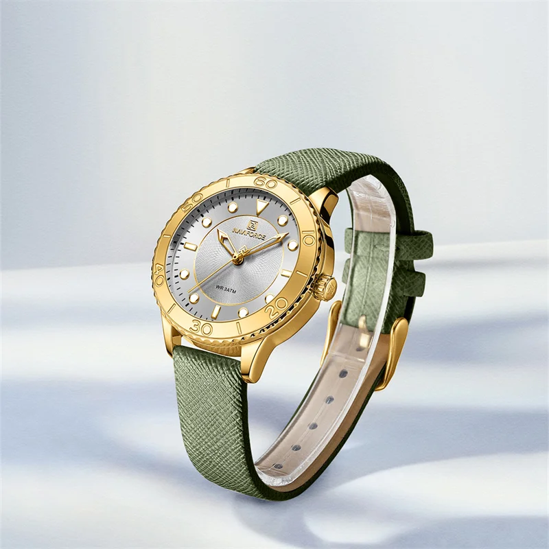 2022 Nové NAVIFORCE Sledovať Ženy Móda Bežné Kožený Opasok Hodinky Elegantné Dámy' Quartz Hodiny Šaty náramkové hodinky Reloj Mujer Obrázok 3