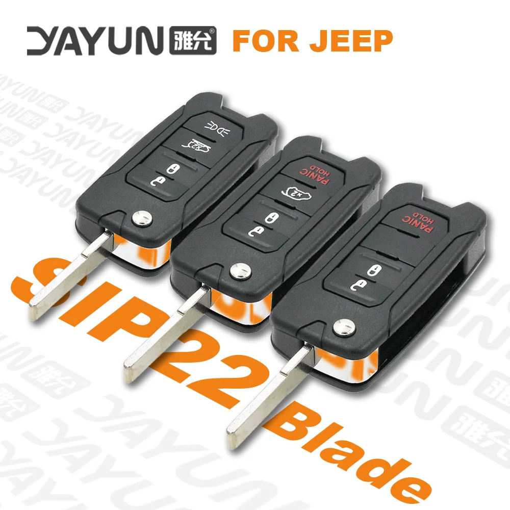 YAYUN 2+1 Tlačidlá Pre Jeep Renegade 2015/6/7/8 Flip Diaľkové Kľúča Vozidla púzdro S Uncut SIP22 Náhradné Žiletky S Logom 4A Obrázok 3