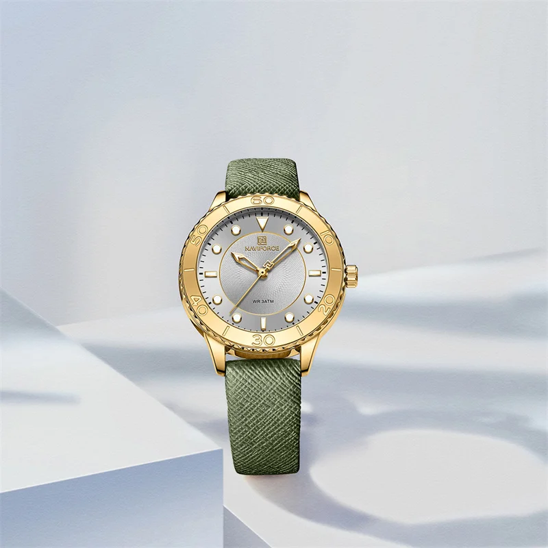 2022 Nové NAVIFORCE Sledovať Ženy Móda Bežné Kožený Opasok Hodinky Elegantné Dámy' Quartz Hodiny Šaty náramkové hodinky Reloj Mujer Obrázok 4