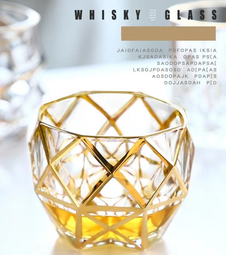 Európska Klasická Hrubé Crystal Osnovy V Gold Luxusné Whisky Poháre Staromódnou Verre Whisky Sklo Chivas Vodka Cup Obrázok 4