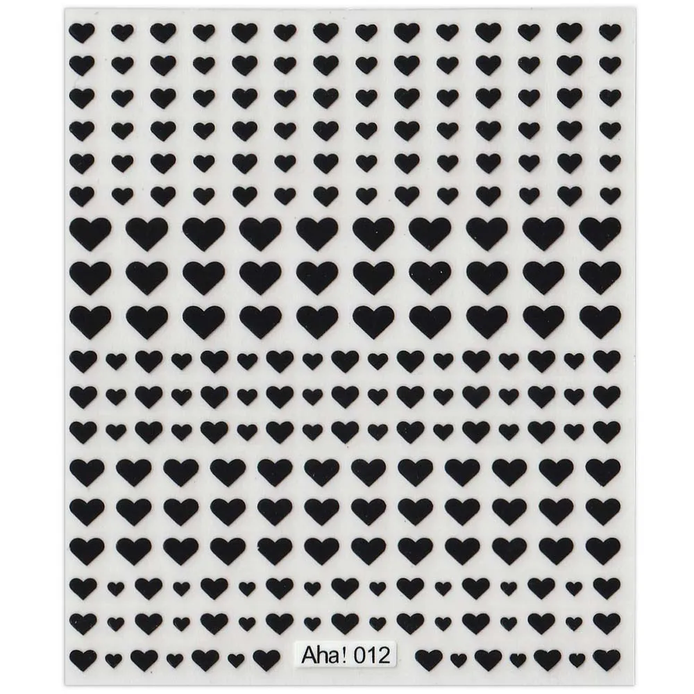 1 List 3D Srdce Nail Art Nálepky Klasická Biela Čierna Srdce Samolepiace Nálepky DIY Späť Lepidlo Manikúru, Ozdoby na Nechty, Jazdec, BP#042 Obrázok 4