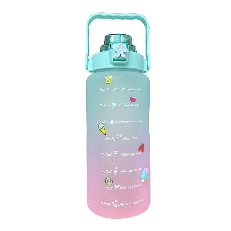 2 L Fľaša na Vodu Čas Značky Portable Veľká-Kapacita nepriepustných BPA Matné Pohár pre Outdoorové Športy Pitie Fľaša s Slamy Obrázok 4