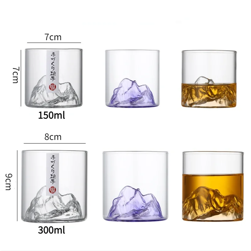 Kreatívne Transparentné poháre na Víno, 3D Fuji Horských Vzor Whisky Sklo Domácej Kuchyni Šálku Kávy Japonskom Štýle, Bar Príslušenstvo Obrázok 5