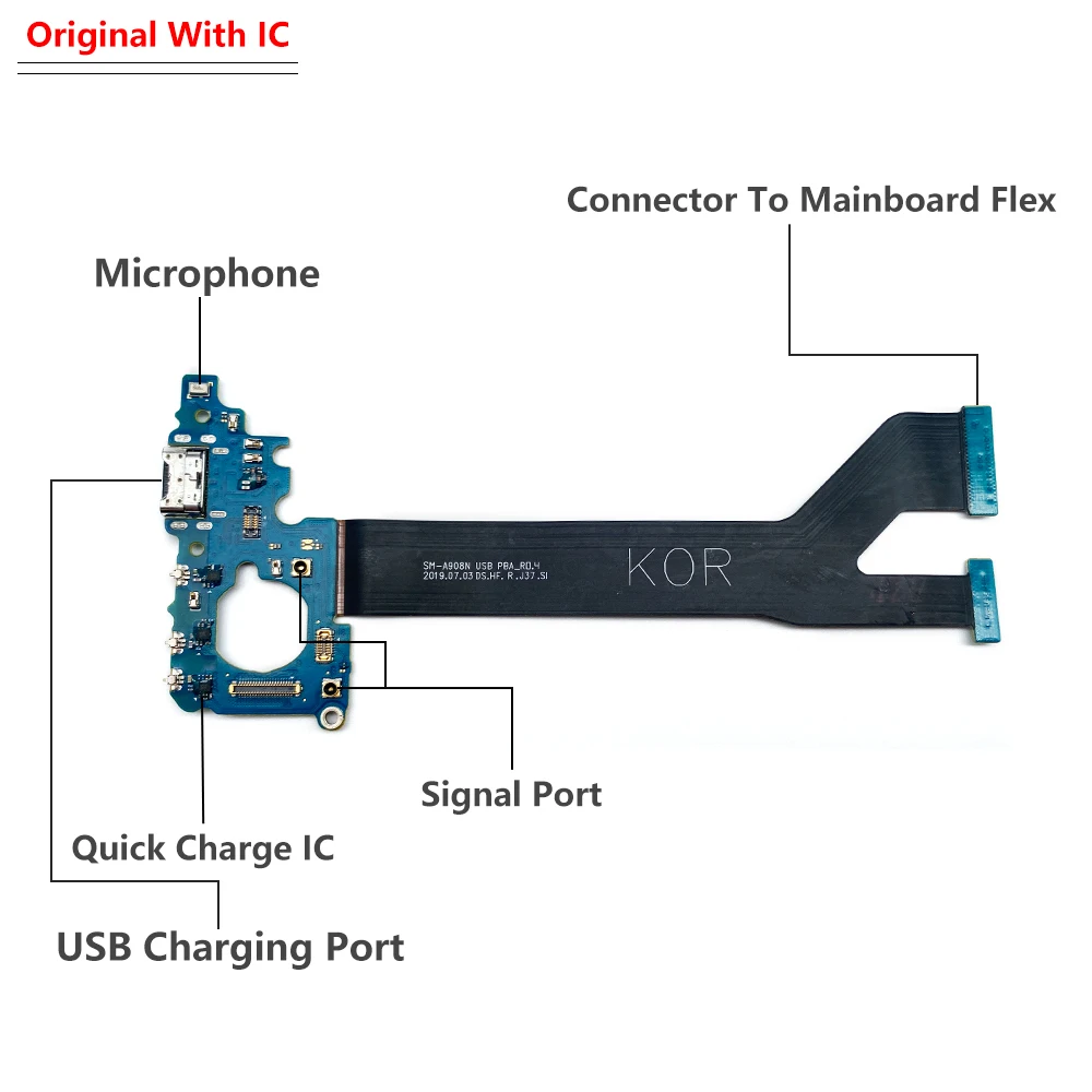 100% Originálne Pre Samsung A10 A20 A30 A40 A50 A70 A80 A90 5G Nabíjačku USB Nabíjací Port Dock Konektor Konektor pre Mikrofón Rada Flex Obrázok 5