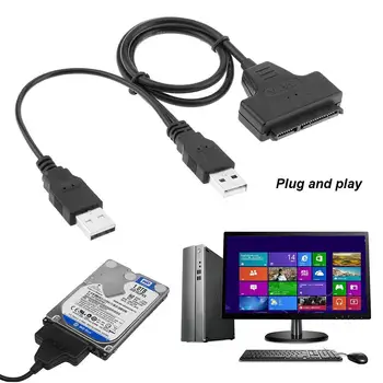 USB 2.0 A SATA 7+15 kolíkový Kábel usb Adaptér pre 2.5 palcový Rozšírenie HDD Notebook Pevného Disku Internej jednotky ssd (Solid State Disk Drive