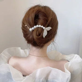 1pc Pearl Motýľ sponky do Vlasov pokrývku hlavy kórejský Kovové Copu Klip sponky do vlasov Barrettes Hairgrips Fashion Styling Nástroje pre Ženy