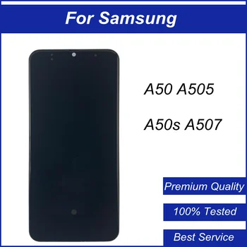 Originálne Zrekonštruovaný AMOLED Pre Samsung Galaxy A50 A505 A50s A507 LCD Displej Dotykový Displej S montážou Rámu, Výmena