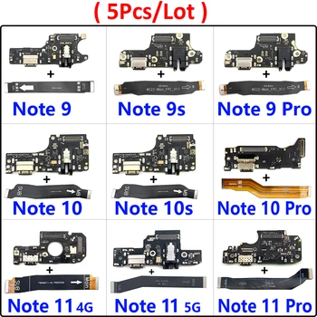 5 ks, USB Nabíjanie Rada Port Konektor Hlavnej Doske Flex Kábel Pre Xiao Redmi Poznámka 7 8 8T 9 9s 10 10 11 Pro 4G 5G