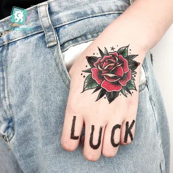 Rocooart Nepremokavé Dočasné Tetovanie Nálepky Kvet Ruže Falošné Tatto Flash Tetovanie Ruky, Ramena, Nohy, Späť body art pre Dievča Ženy Muži