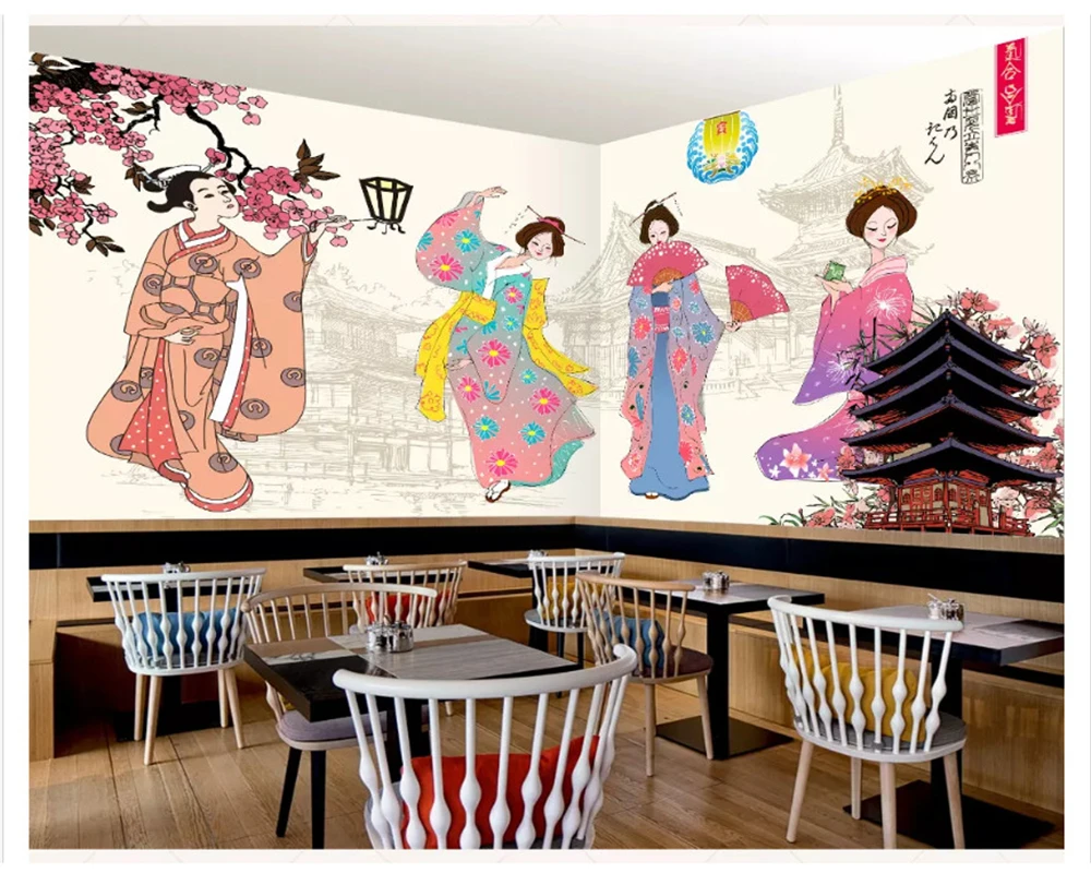 beibehang Klasické dekoratívne maľby abstraktných de parede tapety Japonskej kuchyne gurmán zvláštna téma, stravovanie pozadí Obrázok 2